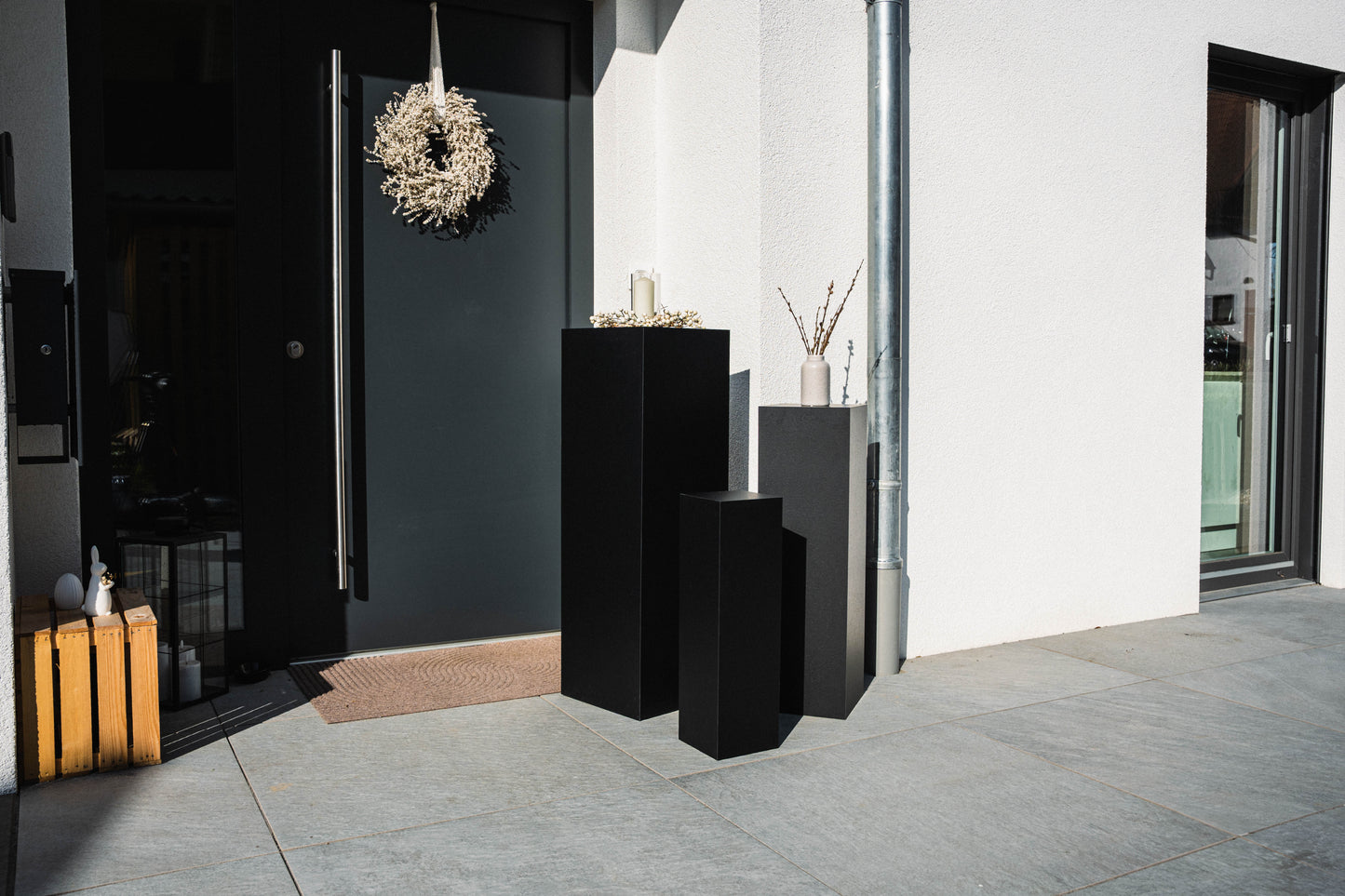 Außensäule wetterfest in der Farbe Schwarz Matt - 3 Größen zur Auswahl