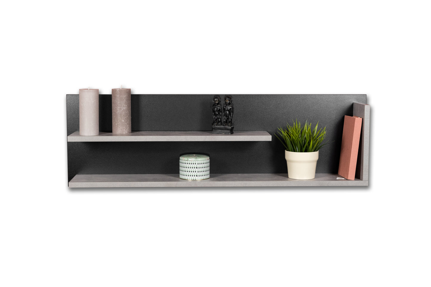 Wandregal Louie in Farbe Beton - 1100x340x190mm