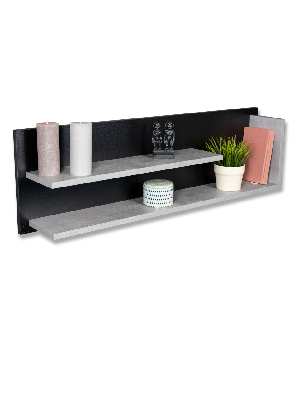 Wandregal Louie in Farbe Beton - 1100x340x190mm
