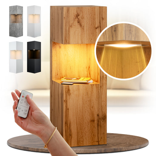 Beleuchtete Säule wetterfest in der Farbe Eiche - 2 Größen zur Auswahl