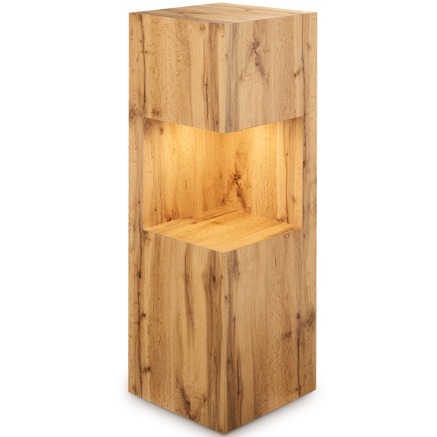 Beleuchtete Säule wetterfest in der Farbe Eiche - 2 Größen zur Auswahl