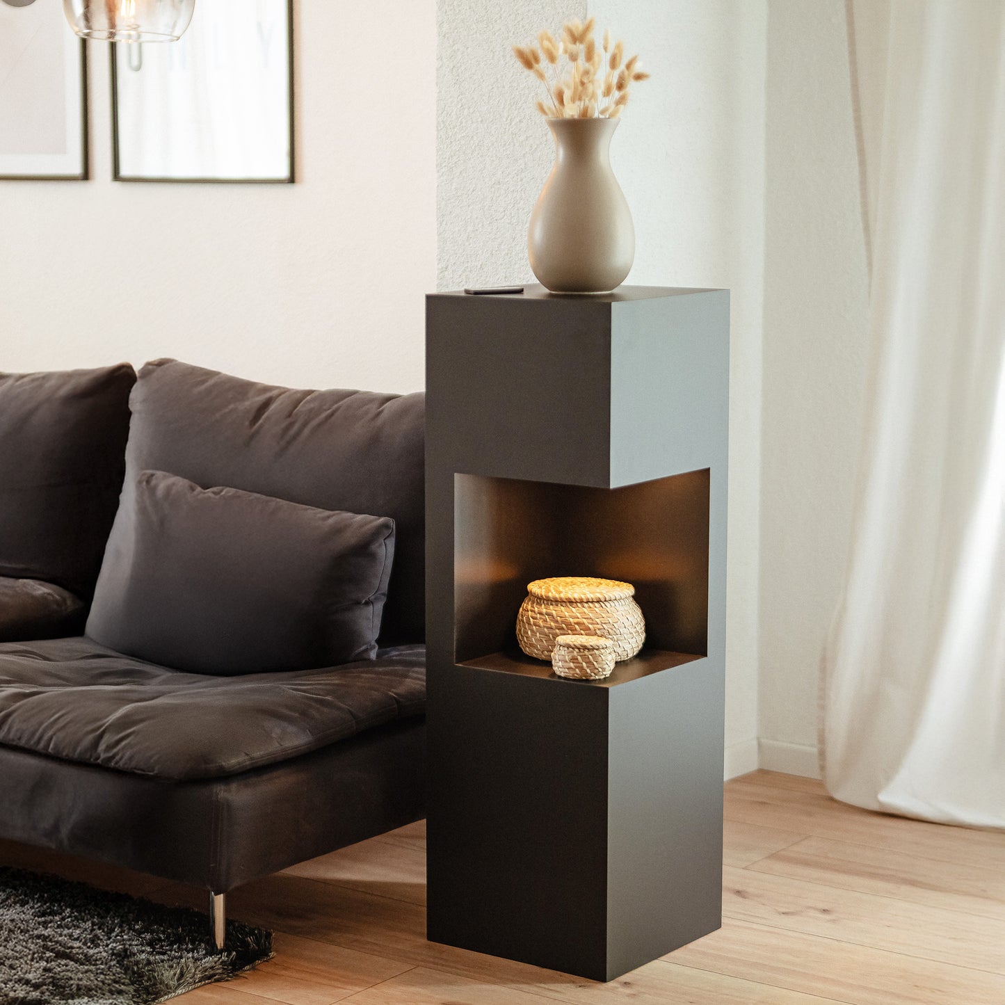 Beleuchtete Säule wetterfest in der Farbe Schwarz Matt - 2 Größen zur Auswahl