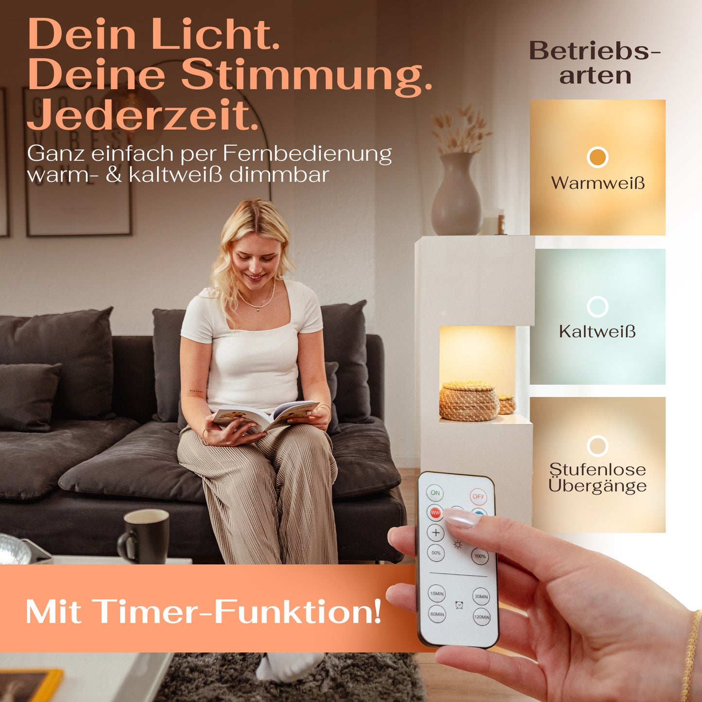 Beleuchtete Säule wetterfest in der Farbe Weiß Hochglanz - 2 Größen zur Auswahl