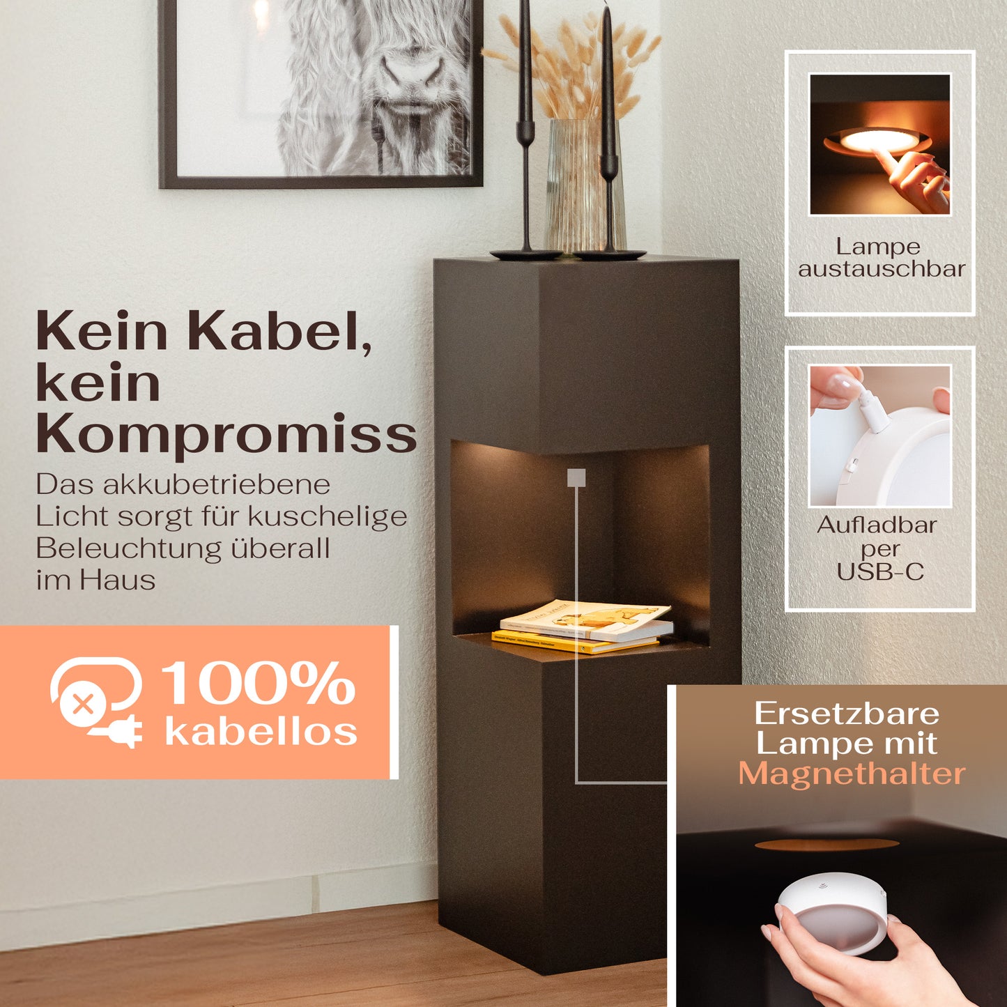 Beleuchtete Säule wetterfest in der Farbe Schwarz Matt - 2 Größen zur Auswahl