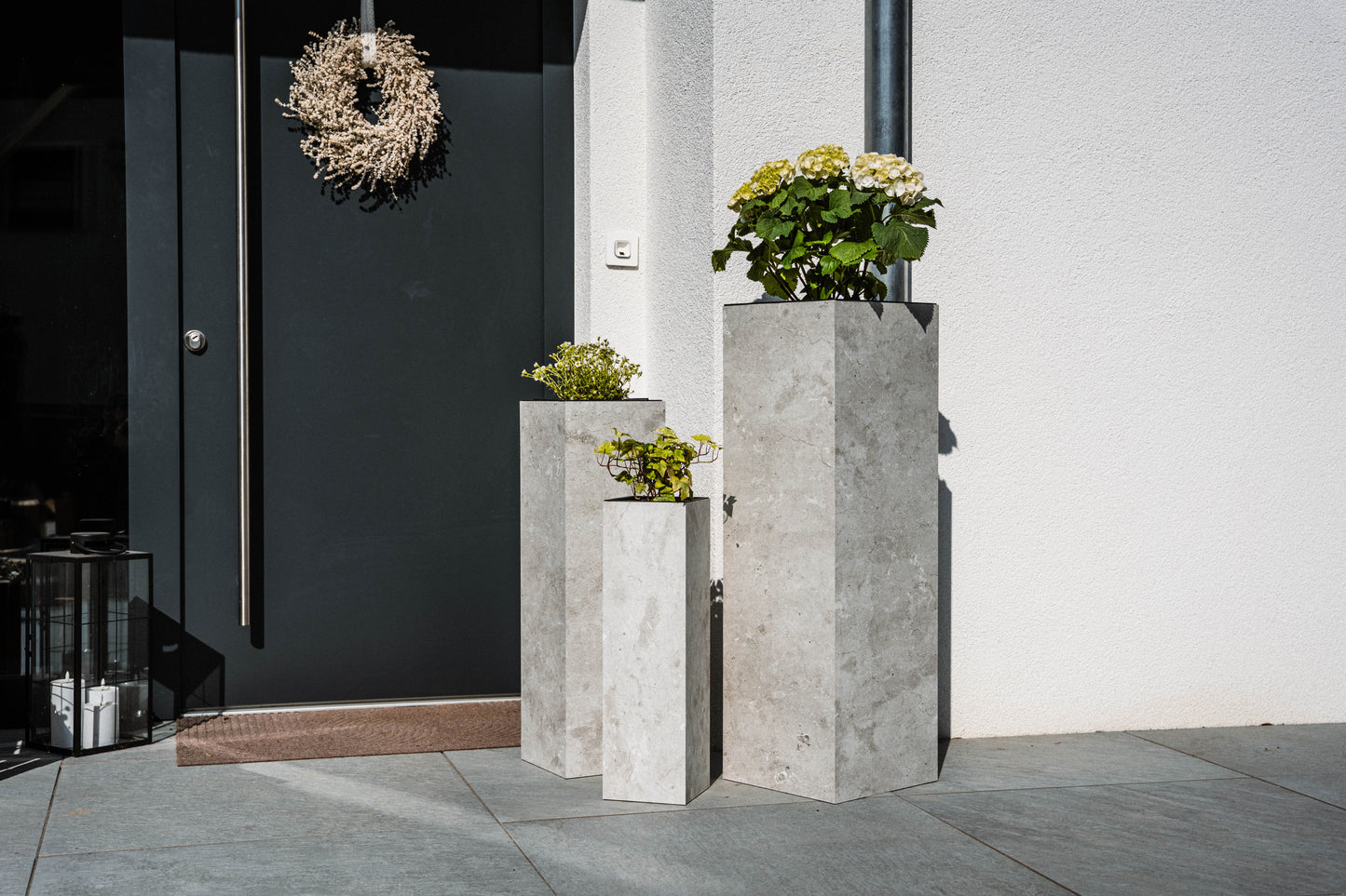 Blumensäule wetterfest in der Farbe Beton - 3 Größen zur Auswahl