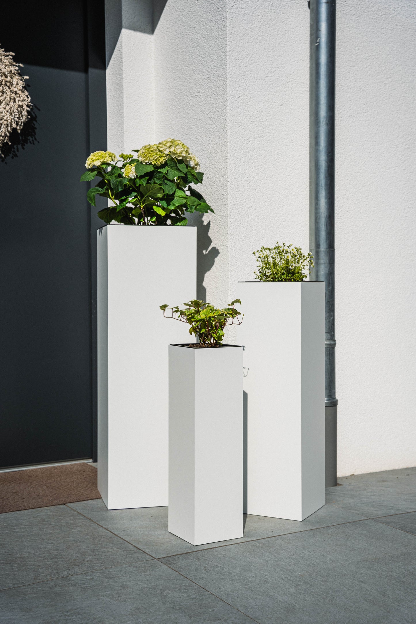 Blumensäule wetterfest in der Farbe Weiß Matt - 3 Größen zur Auswahl