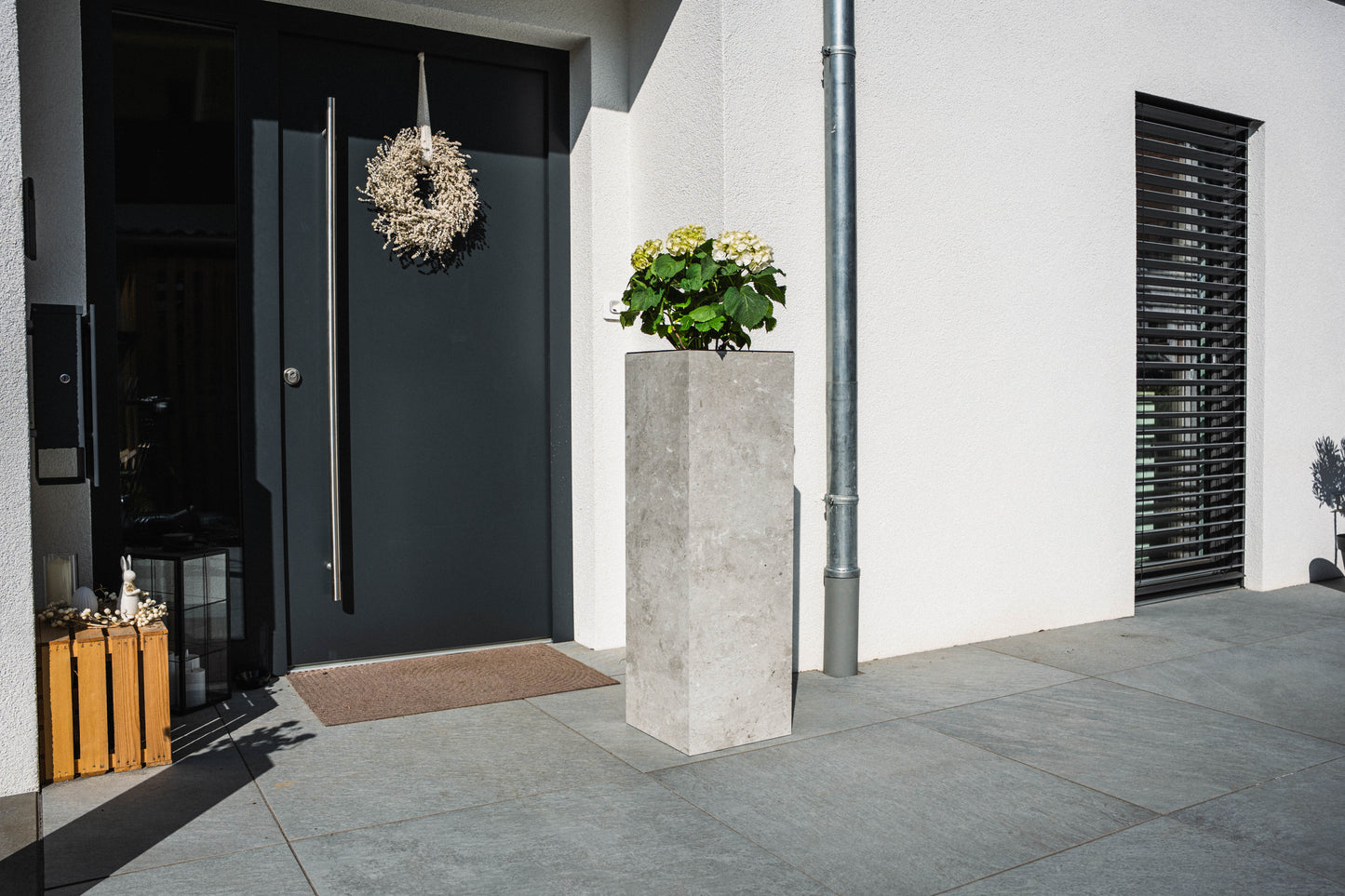 Blumensäule wetterfest in der Farbe Beton - 3 Größen zur Auswahl