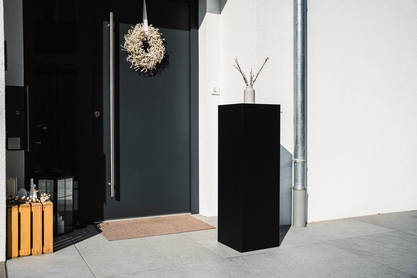 Außensäule wetterfest in der Farbe Schwarz Matt - 3 Größen zur Auswahl