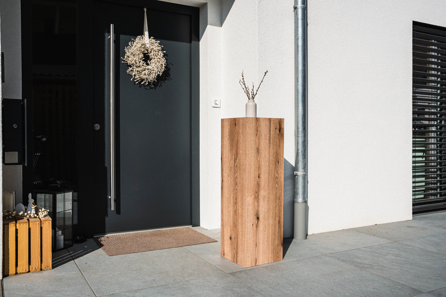 Außensäule wetterfest in der Farbe Eiche - 3 Größen zur Auswahl