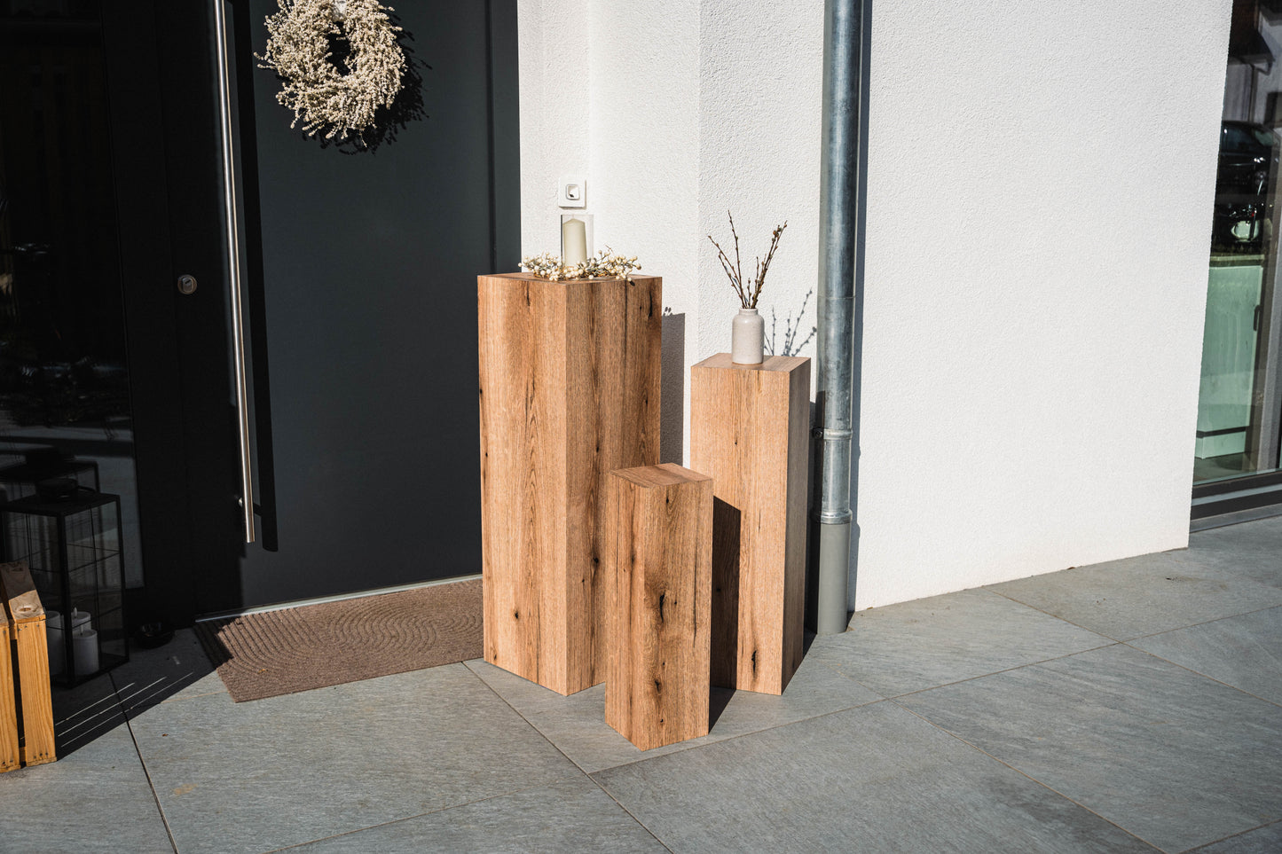 Außensäule wetterfest in der Farbe Eiche - 3 Größen zur Auswahl