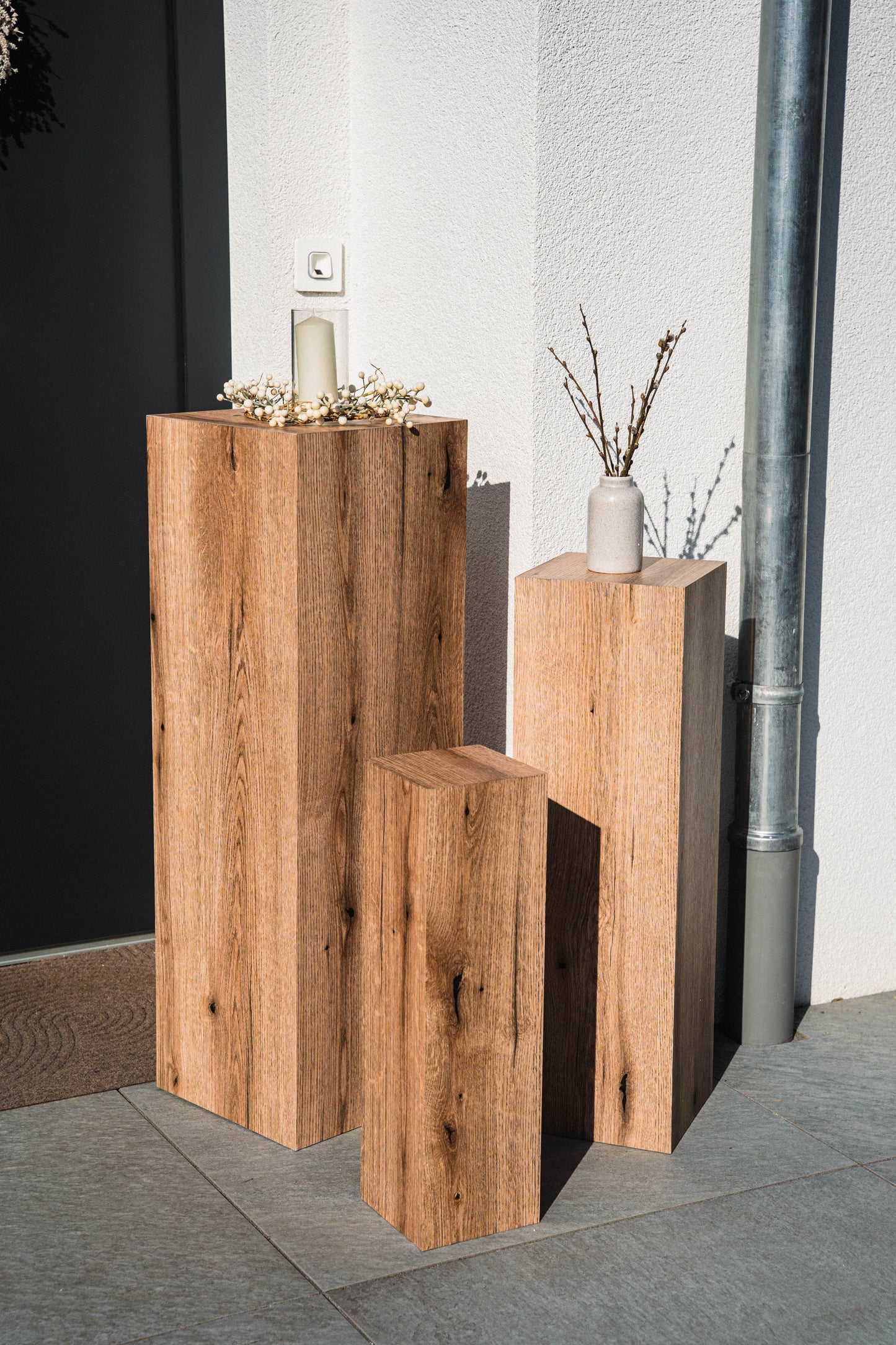 Außensäule wetterfest in der Farbe Eiche - 3 Größen zur Auswahl