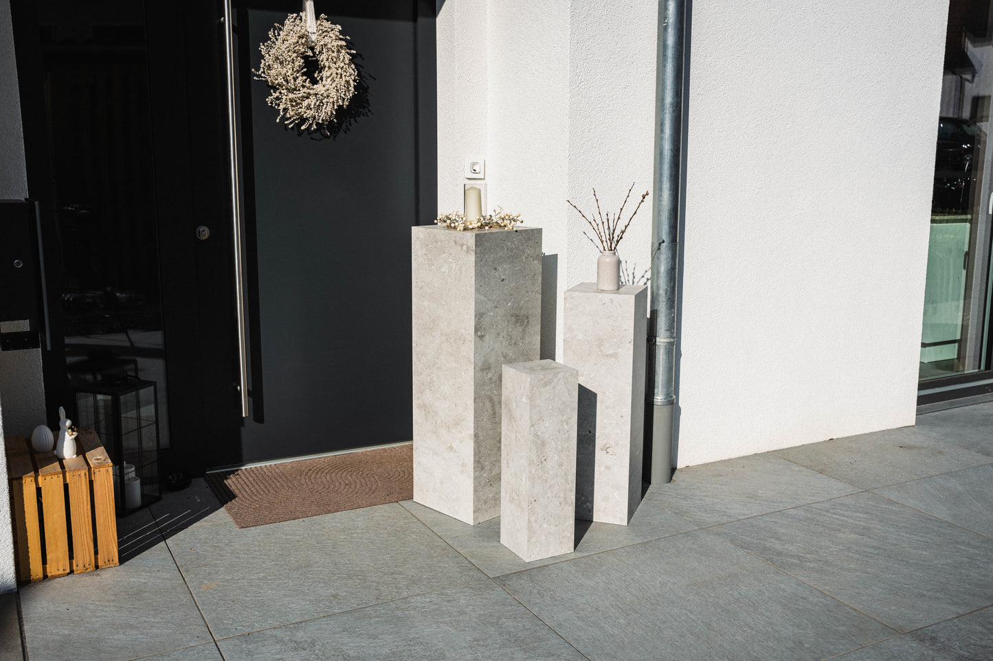 Außensäule wetterfest in der Farbe Beton - 3 Größen zur Auswahl