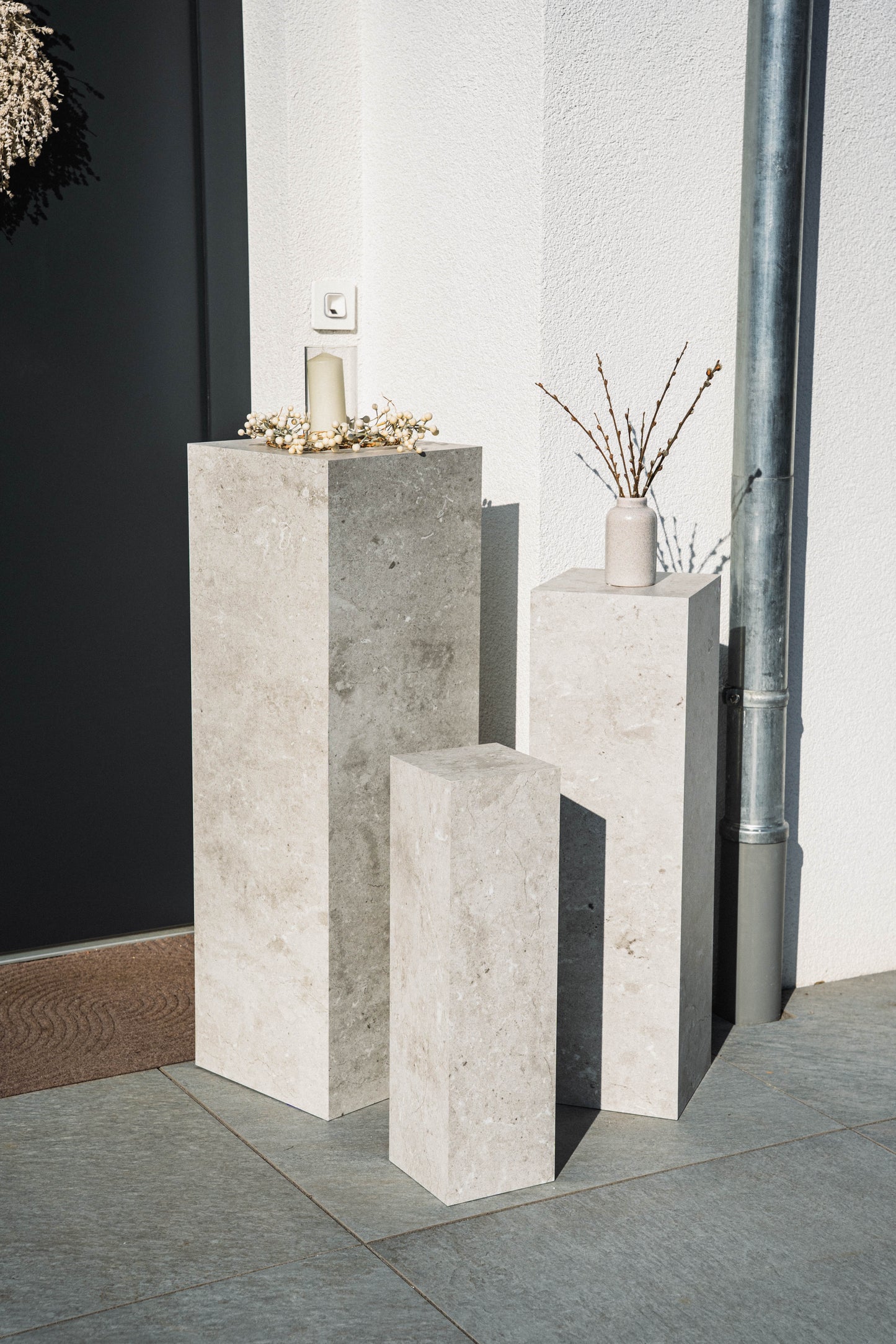 Außensäule wetterfest in der Farbe Beton - 3 Größen zur Auswahl