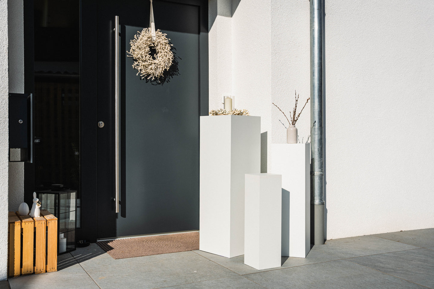 Außensäule wetterfest in der Farbe Weiß Matt - 3 Größen zur Auswahl