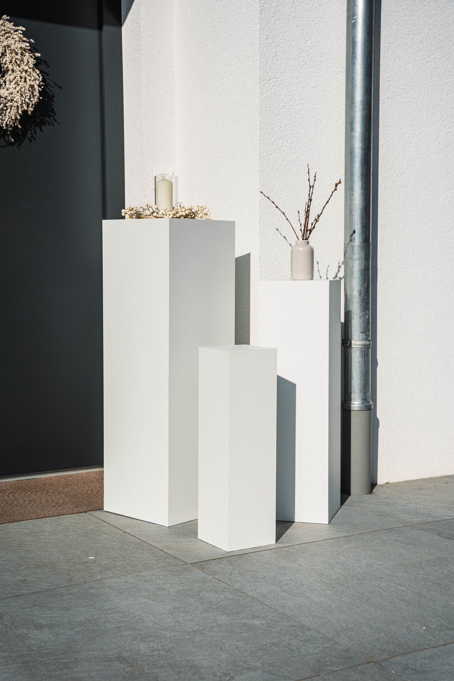 Außensäule wetterfest in der Farbe Weiß Matt - 3 Größen zur Auswahl