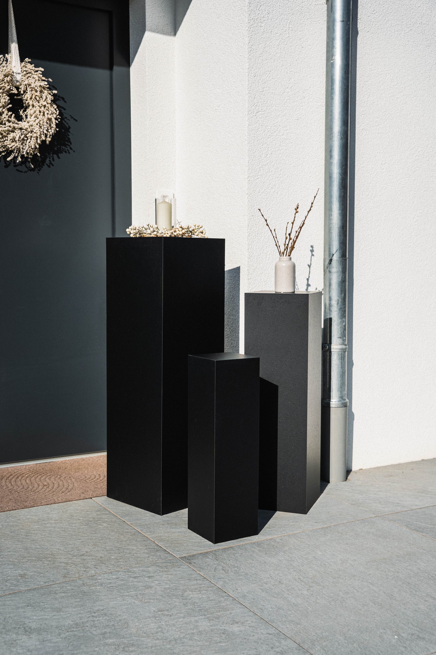 Außensäule wetterfest in der Farbe Schwarz Matt - 3 Größen zur Auswahl